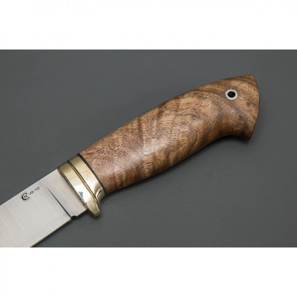 Нож ИП Семин Егерь из стали VG-10 рукоять притин мельхиор ореховый кап
