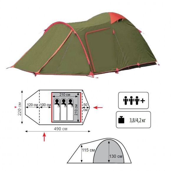 Палатка Tramp-Lite Twister 3 TLT-024.06 цвет зеленый Палатка Tramp-Lite Twister 3 TLT-024.06 цвет зеленый