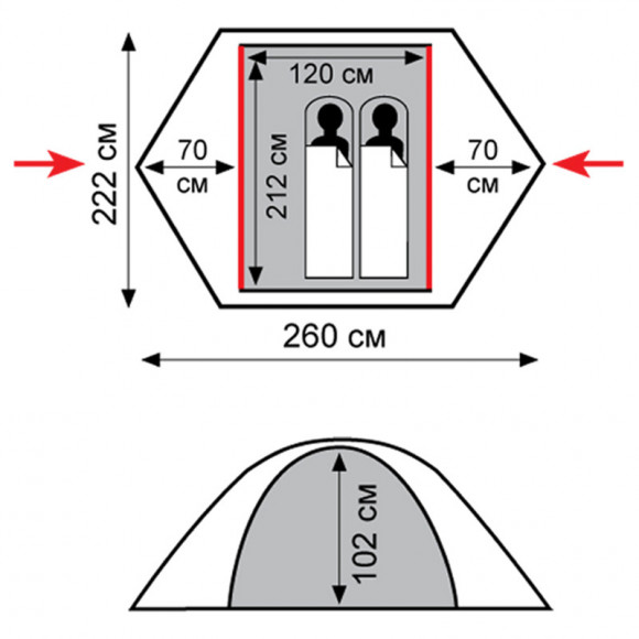 Палатка TRAMP  SARMA 2 (V2) TRT-30 серый Палатка TRAMP  SARMA 2 (V2) TRT-30 серый