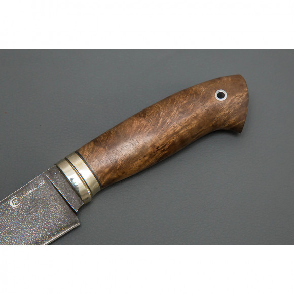 Нож ИП Семин Сокол из стали ХВ-5 рукоять притин мельхиор ореховый кап Нож ИП Семин Сокол из стали ХВ-5 рукоять притин мельхиор ореховый кап