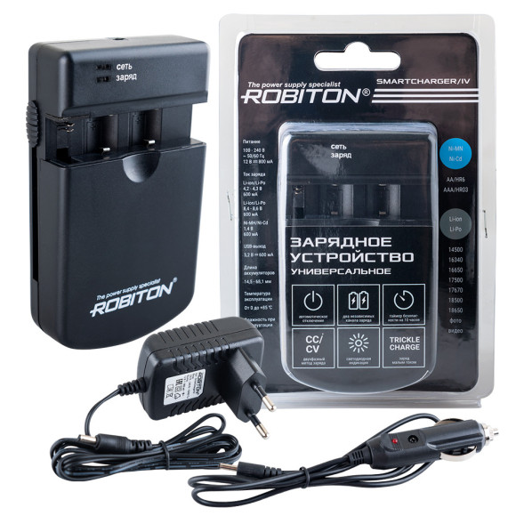 Зарядное устройство универсальное Robiton SmartCharger / IV (R03/R06,18650,18500,14500, 3,7-7,2 V) Зарядное устройство универсальное Robiton SmartCharger / IV (R03/R06,18650,18500,14500, 3,7-7,2 V)