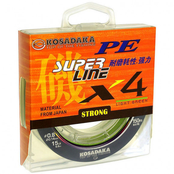 Шнур плетеный Kosadaka SuperLine PE X4 300м, light green