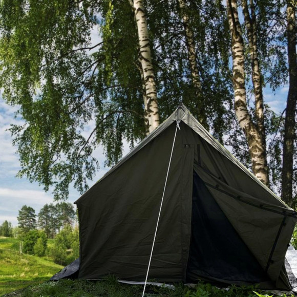 Палатка Русская охота 6-ти местная без пола с отверстием под дымоход Палатка Русская охота 6-ти местная без пола с отверстием под дымоход