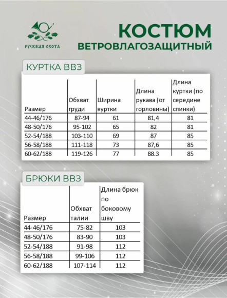 Костюм Русская охота ветровлагозащитный (ВВЗ) камыш (PU 4000) Костюм Русская охота ветровлагозащитный (ВВЗ) камыш (PU 4000)