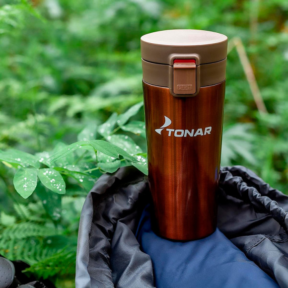 Термос-кружка TONAR 400мл кофейный HS.TMK-02