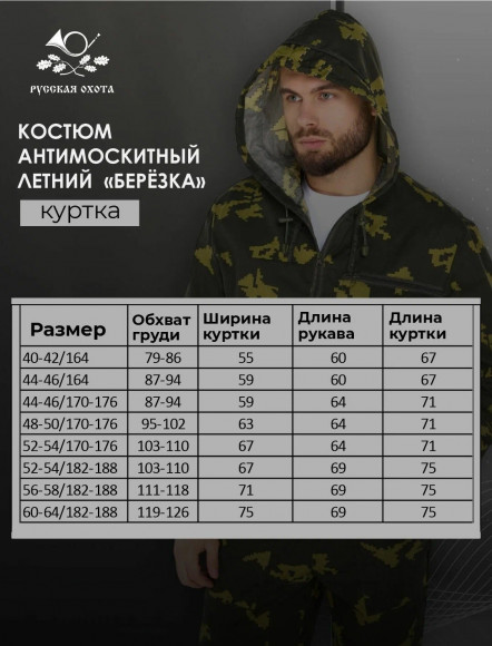 Костюм Русская охота Антимоскит (сорочка / камуфляж) Костюм Русская охота Антимоскит (сорочка / камуфляж)