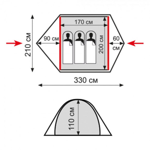 Палатка TRAMP Ranger 3 V2 (TRT-126)  цвет Зеленый