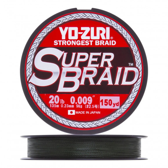Шнур плетеный Yo-Zuri PE SuperBraid DarkGreen 135м темно-зеленый