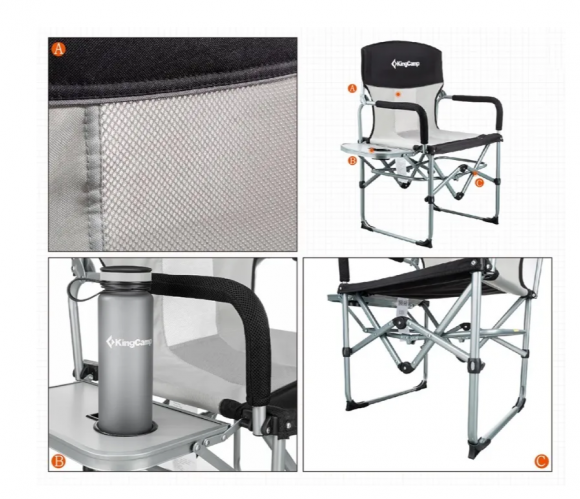 Кресло складное KingCamp Portable Director 3824 цвет Серый/Черный Кресло складное KingCamp Portable Director 3824 цвет Серый/Черный