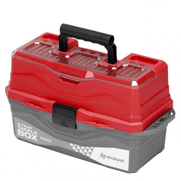 Ящик для снастей Nisus Tackle Box трехполочный цвет красный